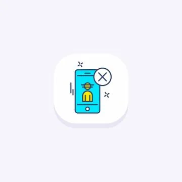 Cyber security icon with light background and rounded edges Stock Illustration