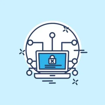 Cyber security icon with light blue background vector Illustrazione stock