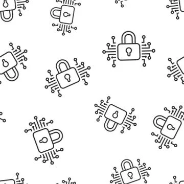 Cyber security icon seamless pattern background. Padlock locked vector illust イラスト素材