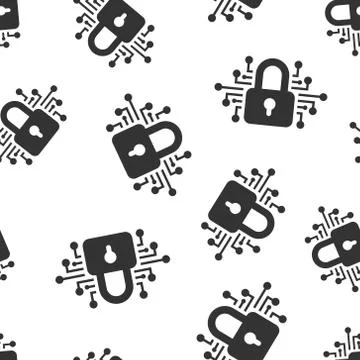 Cyber security icon seamless pattern background. Padlock locked vector illust Stock Illustration