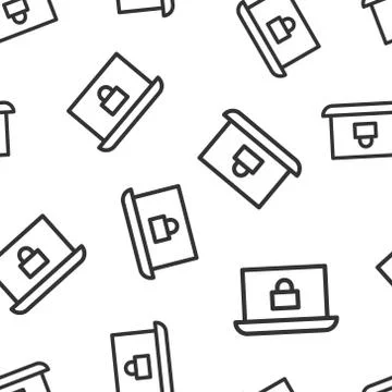 Cyber security icon seamless pattern background. Padlock locked vector illust Stock Illustration