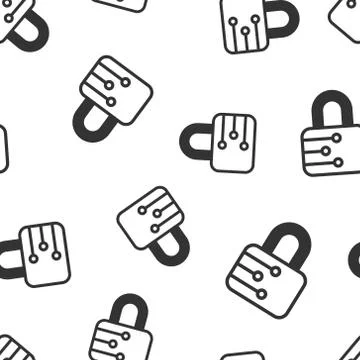 Cyber security icon seamless pattern background. Padlock locked vector illust Illustrazione stock