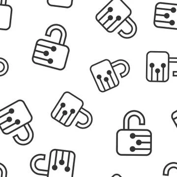 Cyber security icon seamless pattern background. Padlock locked vector illust Stock Illustration
