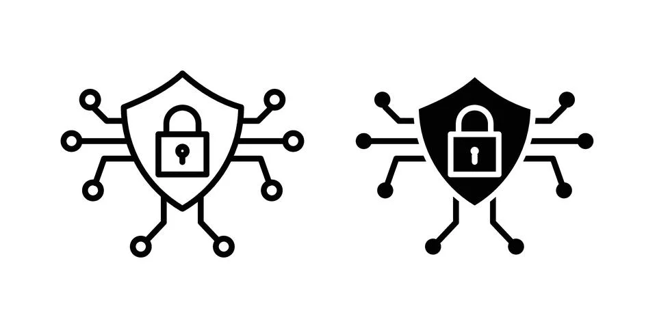 Cyber security icon set modern line and solid style collection. Stock-Illustration