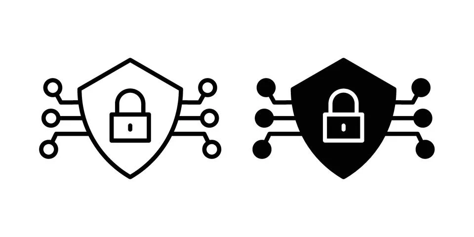 Cyber security icon vector, illustration icon set Stock Illustration