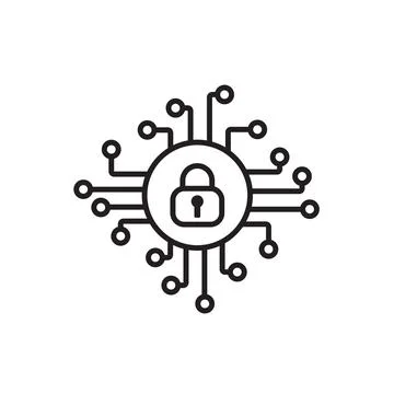Cyber security icon vector. Security logo Artificial Intelligence Keyhole sym Stock Illustration