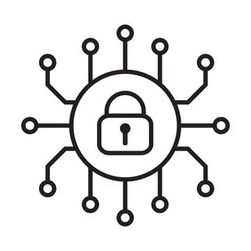 Cyber security icon vector. Security logo Artificial Intelligence Keyhole sym Stock Illustration