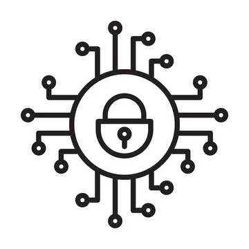 Cyber security icon vector. Security logo Artificial Intelligence Keyhole sym Stock Illustration
