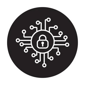 Cyber security icon vector. Security logo Artificial Intelligence Keyhole sym Illustrazione stock