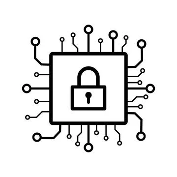 Cyber security icon vector. Security logo Artificial Intelligence Keyhole sym Stock Illustration