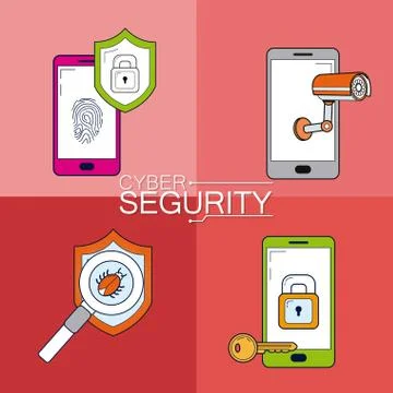Cyber security icons Stockillustratie