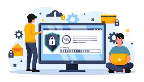 Cyber security illustration background. Stock Illustration