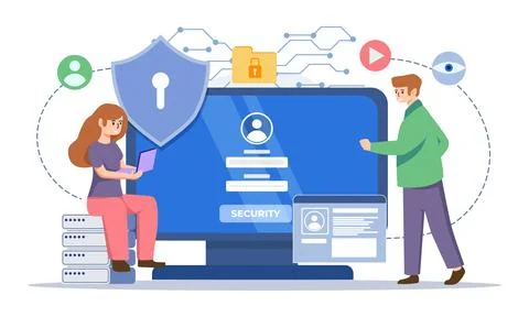 Cyber security illustration background. Stock Illustration