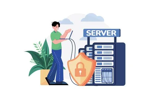 Cyber Security Illustration concept. Flat illustration isolated on white ba.. 스톡 일러스트