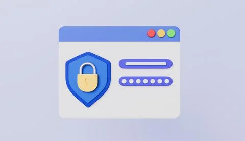 Cyber security of information in computer, Password with lock in web form Illustrazione stock