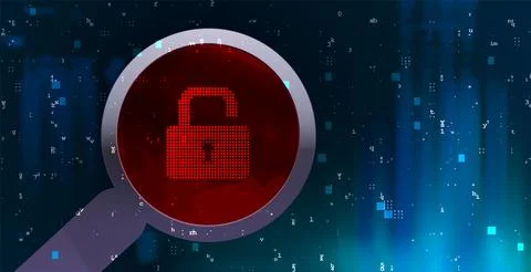 Cyber security. Information or network security concept with magnifier Stock Illustration