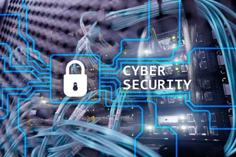 Cyber security, information privacy and data protection concept on server roo Stock Illustration