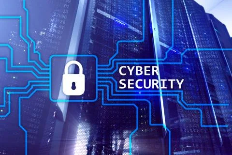 Cyber security, information privacy and data protection concept on server roo Stock Illustration