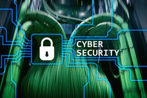 Cyber security, information privacy and data protection concept on server roo Stock Illustration