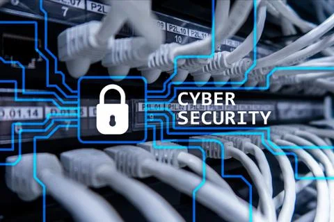 Cyber security, information privacy and data protection concept on server room Stock Illustration