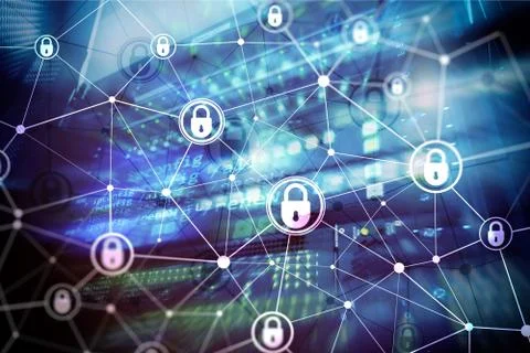 Cyber security, information privacy, data protection concept on modern server Stock Illustration