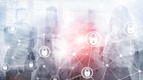 Cyber security, information privacy, data protection concept on modern server Stock Photos
