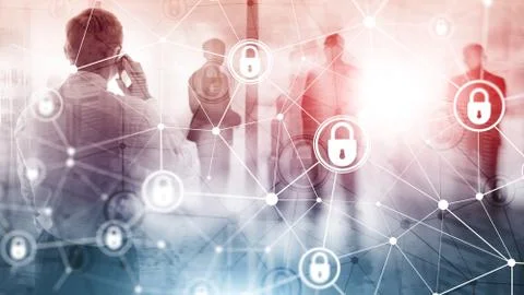 Cyber security, information privacy, data protection concept on modern server Stock Photos