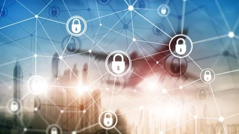 Cyber security, information privacy, data protection concept on modern server Stock Photos