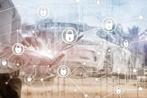 Cyber security, information privacy, data protection concept on modern server Stock Photos