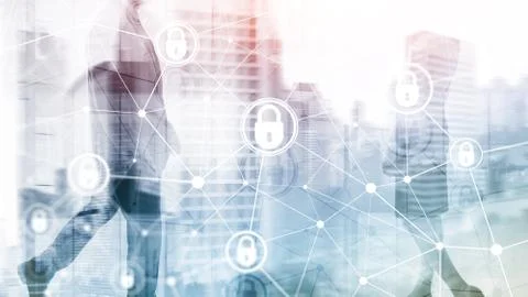 Cyber security, information privacy, data protection concept on modern server Stock Photos
