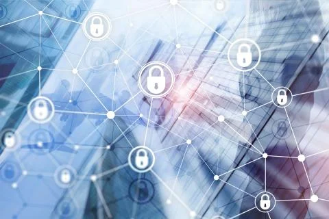 Cyber security, information privacy, data protection concept on modern server Stock Photos