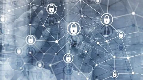 Cyber security, information privacy, data protection concept on modern server Stock Photos