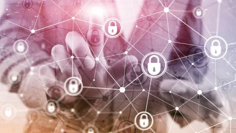 Cyber security, information privacy, data protection concept on modern server Stock Photos