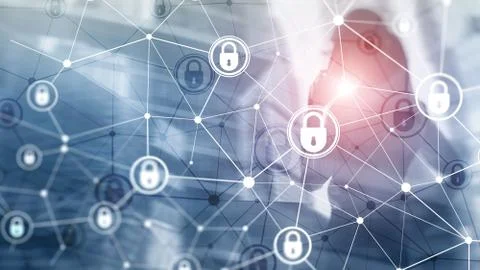 Cyber security, information privacy, data protection concept on modern server Foto stock