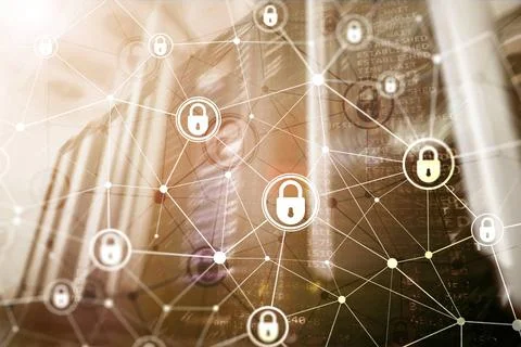 Cyber security, information privacy, data protection concept on modern ser... 스톡 사진