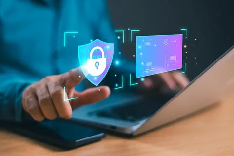 Cyber security, information privacy secure technology system concept. Cyberse Stock Photos
