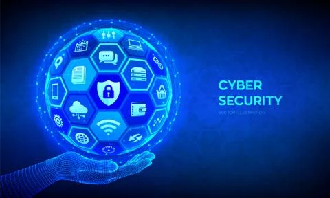 Cyber security. Information protect and or safe concept. Abstract 3D sphere o Stock Illustration