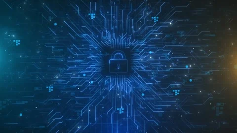 Cyber Security Information Protection Digital Lock Protecting Network Data Stock Footage 312183126
