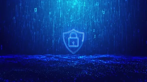 Cyber Security Information Protection Digital Lock Protecting Network Data Stock Footage 313698992
