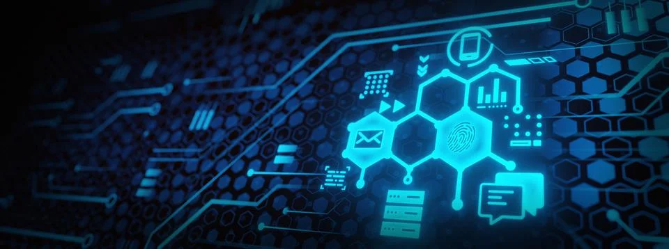 Cyber security, information security and encryption, secure access to user's  Stockillustratie
