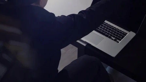 Cyber security internet and networking concept.Businessman hand working with lap Stock Footage 82779184