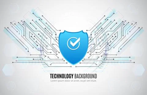 Cyber security internet and networking concept. Abstract circuit board. Illustrazione stock