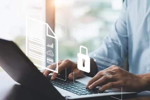 Cyber security internet and networking concept. information security and encr Foto stock