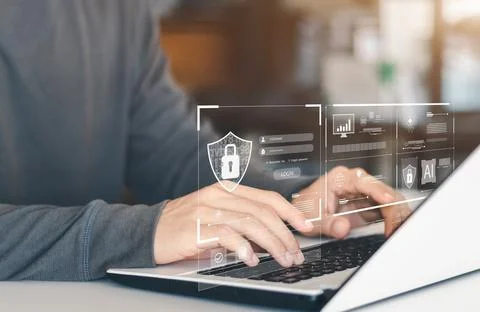 Cyber security internet and networking concept. information security and encr Stock Photos