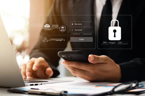 Cyber security internet and networking concept. information security and encr Stock Photos