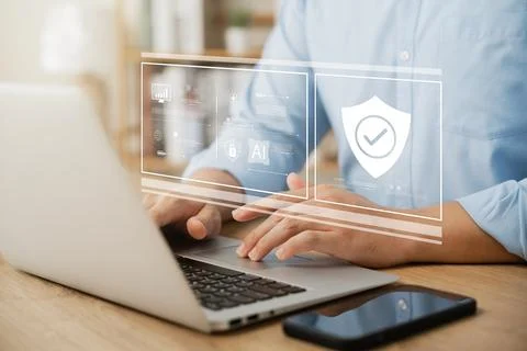 Cyber security internet and networking concept. information security and en.. Stock Photos