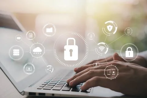 Cyber security internet and networking concept. information security and en.. Stock Photos