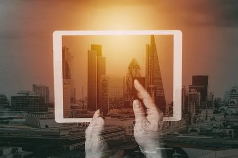Cyber security internet and networking concept.Businessman hand working on .. Stock Photos