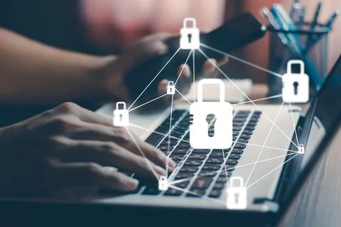Cyber security internet and networking concept. information security and encr Stock Photos