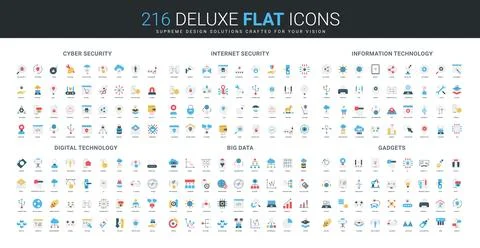 Cyber Security Internet IT Big Data Gadgets Icons Illustrazione stock